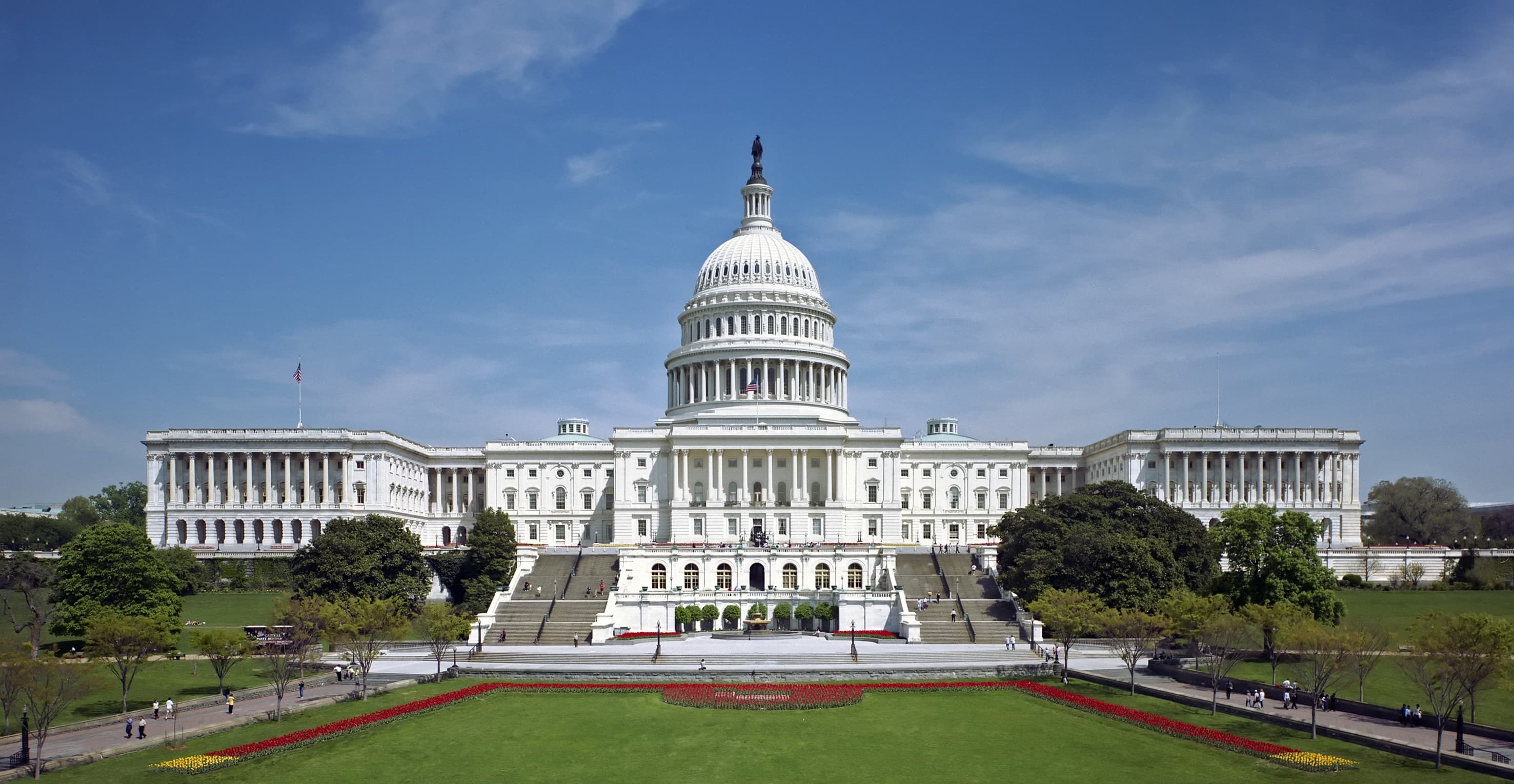 The dome and west facade of the United States Capitol in Washington, D.C.